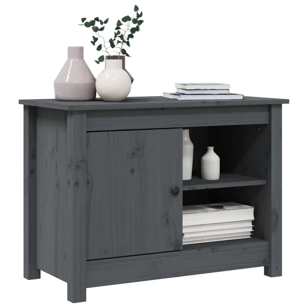Mobile Porta TV Grigio 70x36,5x52 cm in Legno Massello di Pino 814581