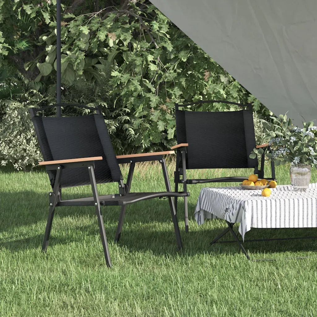 Sedie da Campeggio 2 pz | Sedie da Esterno Neri 54x55x78 cm Tessuto Oxford