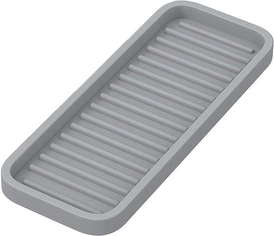 Mat di Acciaio Inox con Maniglia di Silicone - Multifunzionale per Cucina e Bagno | Antiscivolo, Rapido asciugamento & Resistente alle Macchie | Facile da Pulire (Formato Universale)