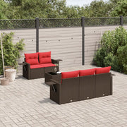Set Divani da Giardino 6 pz con Cuscini Marrone in Polyrattan 3219903