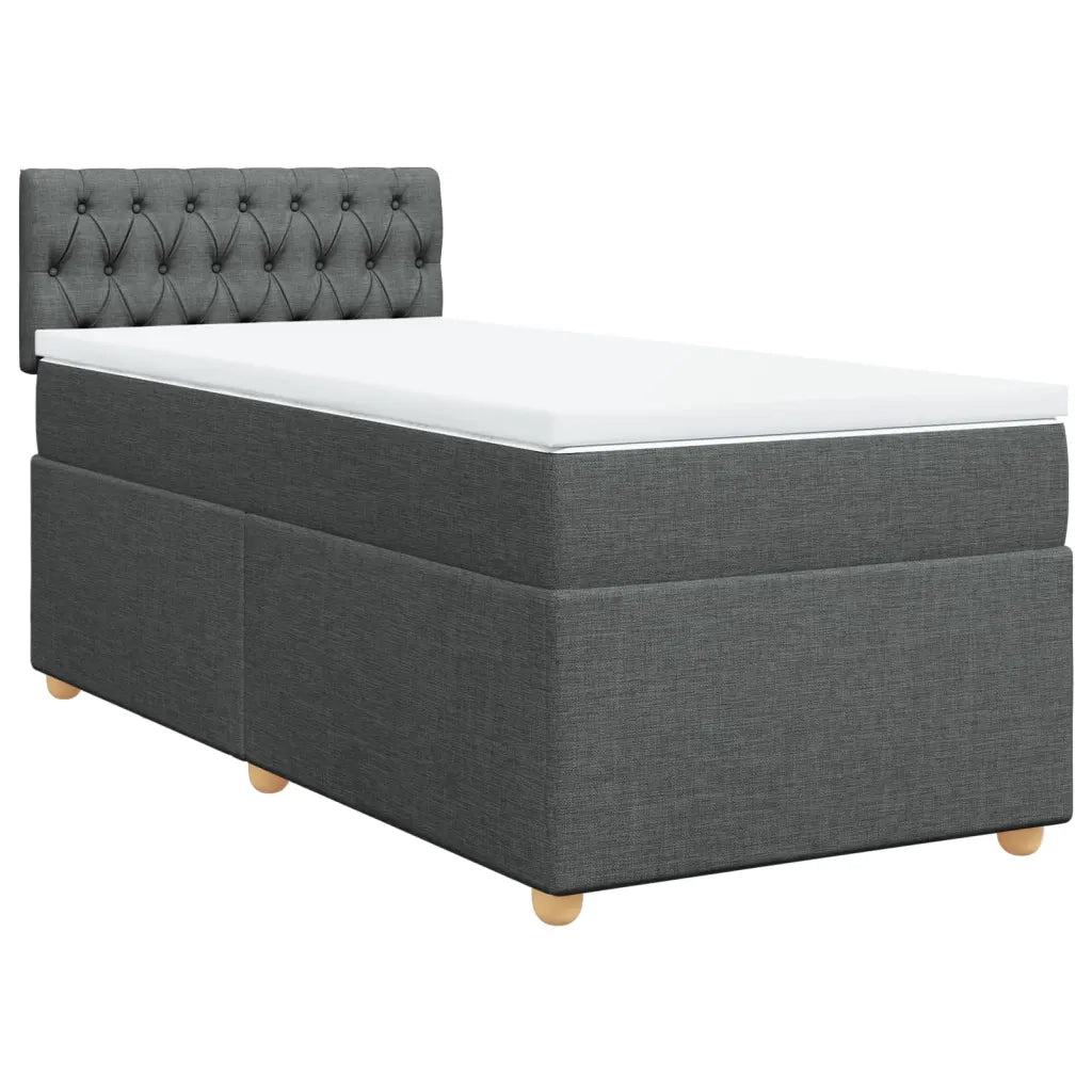 Giroletto a Molle con Materasso Grigio Scuro 90x200 cm Tessuto