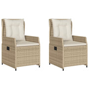 Sedie da Giardino Reclinabili 2 pz | Sedie da Esterno Beige Polyrattan
