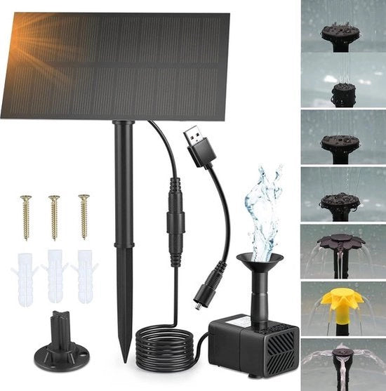 Pompa di acqua solare per fontane 7 getti per giardino vasca per uccelli laghetto piscina decorazione esterna
