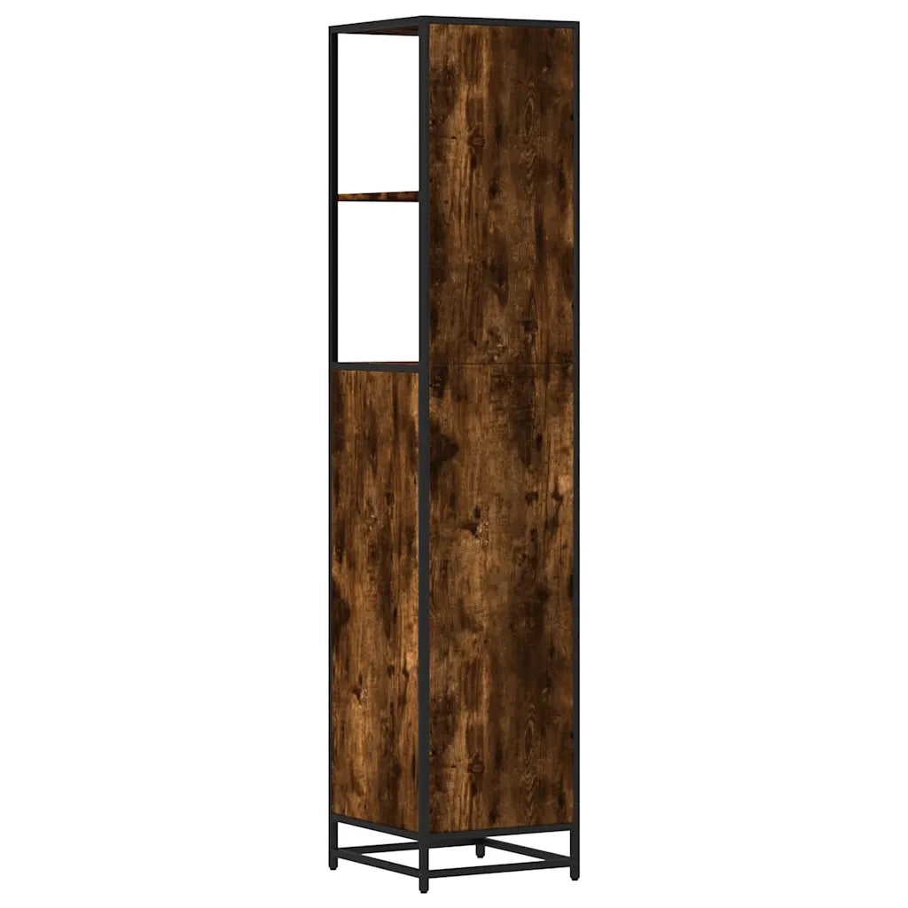 Armadietto Bagno Rovere Fumo 35x37,5x166cm in Legno Multistrato