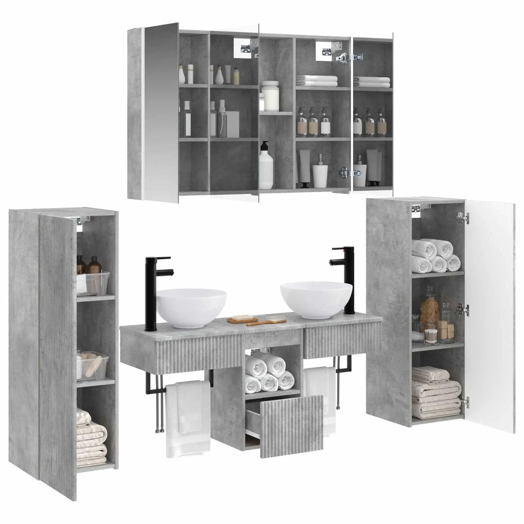Set di mobili per il bagno 6 pcs Grigio Cemento 3407122