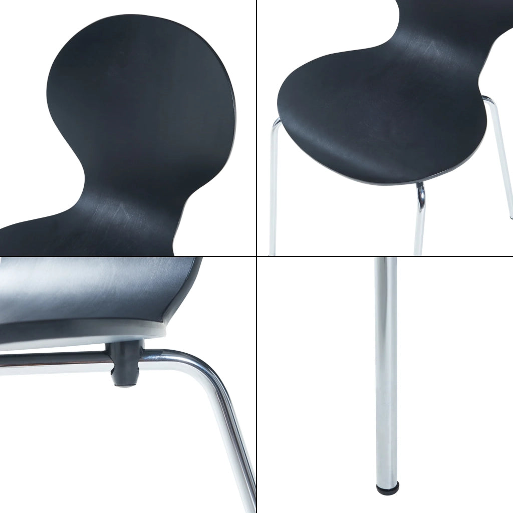 Set di 4 sedie da pranzo dal design moderno e robusto in nero e cromo (03_0009821)