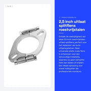 Uitlaat Splitflens 2,5 pollici - Acciaio Inossidabile - Uitlaatreparatieflens Ovale Universale - Installazione Facile - Accessorio di Ricambio - Alta Affidabilità - Uitlaatflens