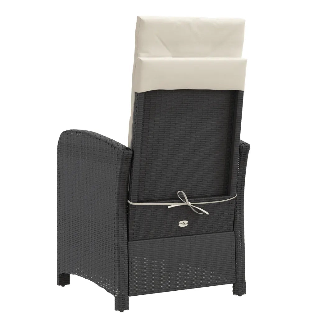 Sedia Reclinabile da Giardino con Poggiapiedi Nera Polyrattan 365184