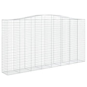 Cesto gabbione recinzione a gabbia muro di contenimento ad arco 400 x 50 x 200/220 cm ferro zincato argento 02_0040094