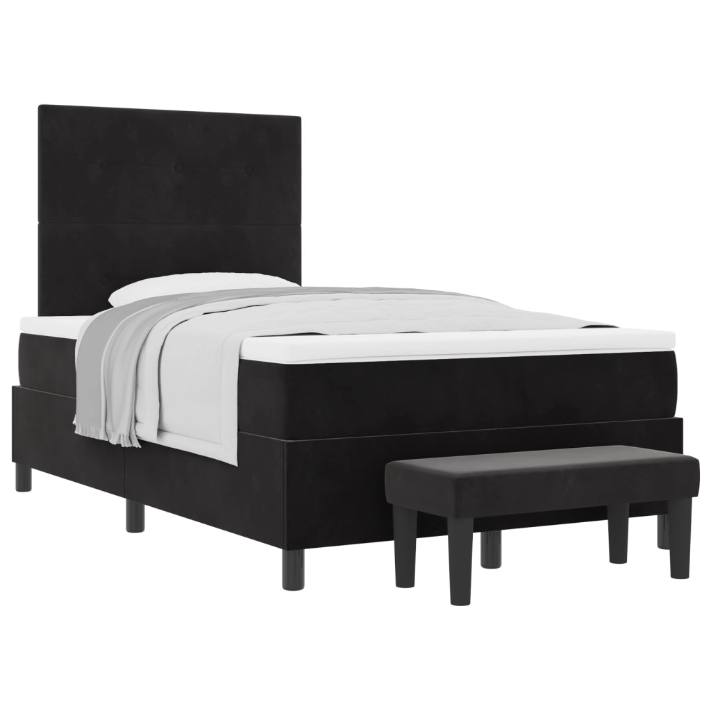 Letto con Rete con Materasso e Panchina Nera 120x200 cm Velluto