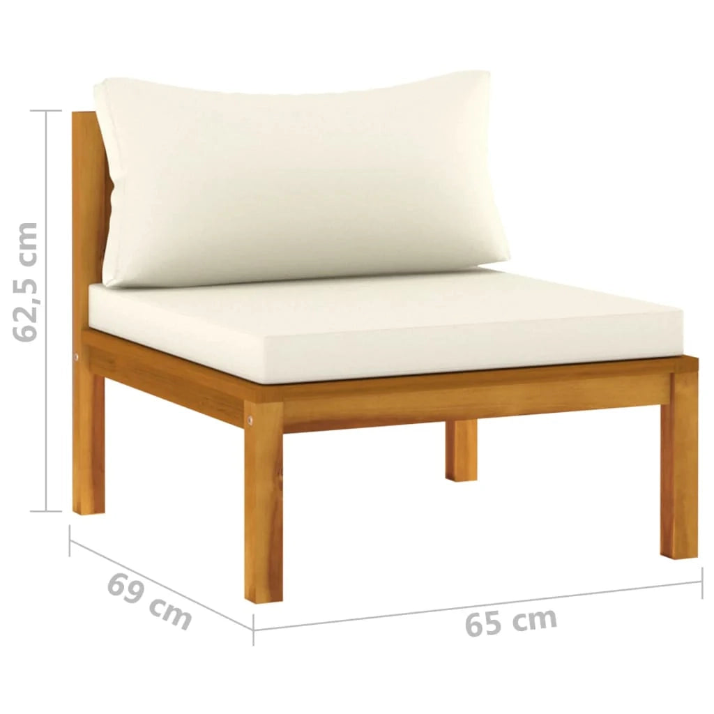 Mobili da giardino mobili da esterno Set di mobili da 3 pezzi con cuscino color crema in legno massello di acacia 02_0015916