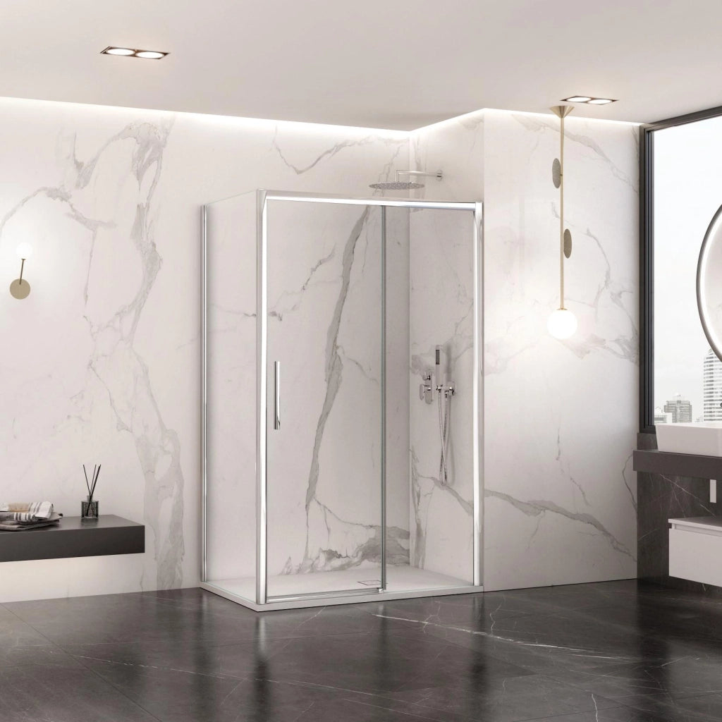 Box Doccia Angolare 70x140 cm 1 Anta Scorrevoe in Cristallo Trasparente 6mm H195 Bonussi Eliane