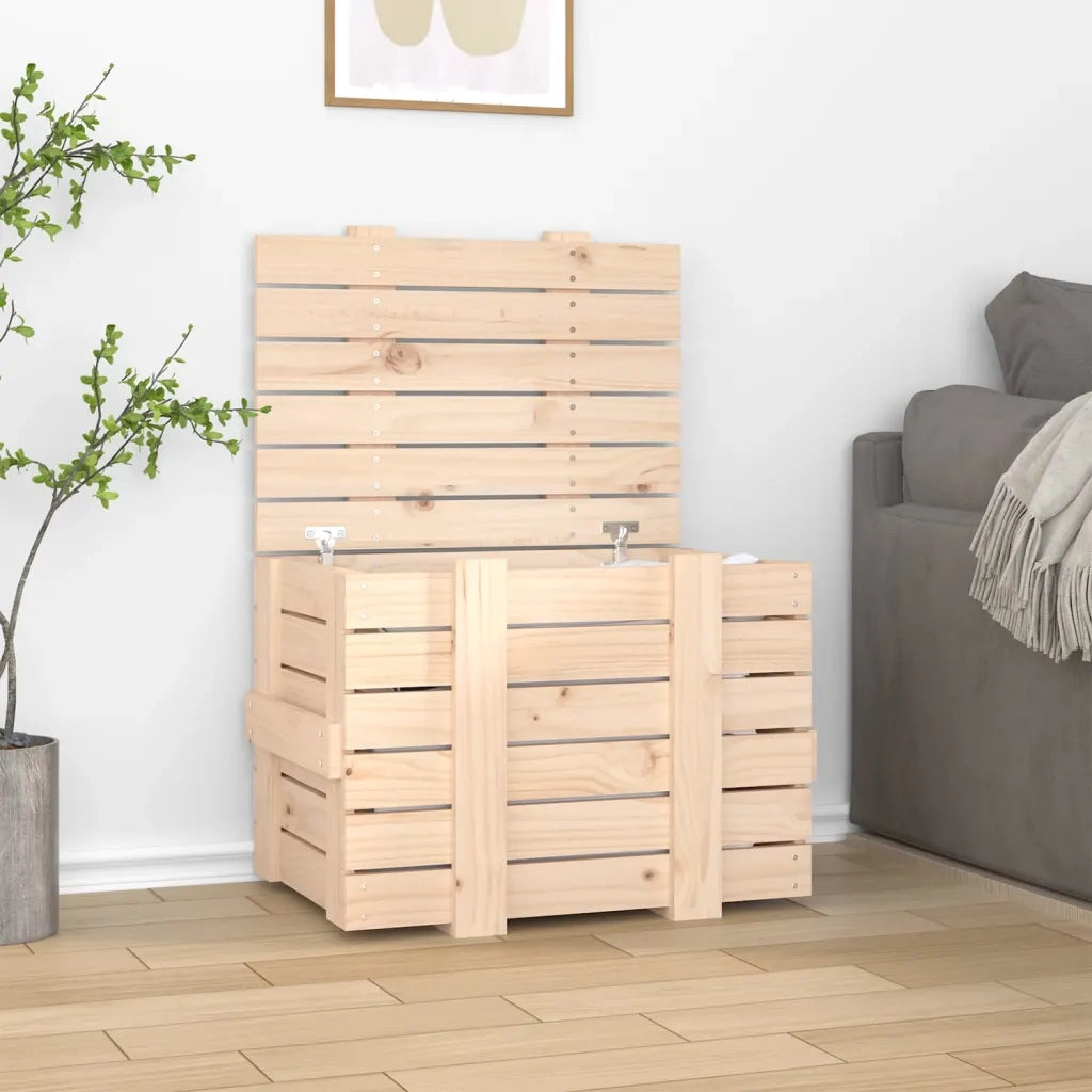 Contenitore Portaoggetti 58x40,5x42 cm Legno Massello di Pino 824993