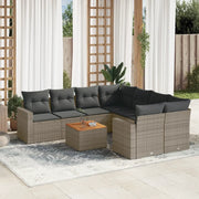 Set Divano da Giardino 9 pz con Cuscini Grigio in Polyrattan 3256382