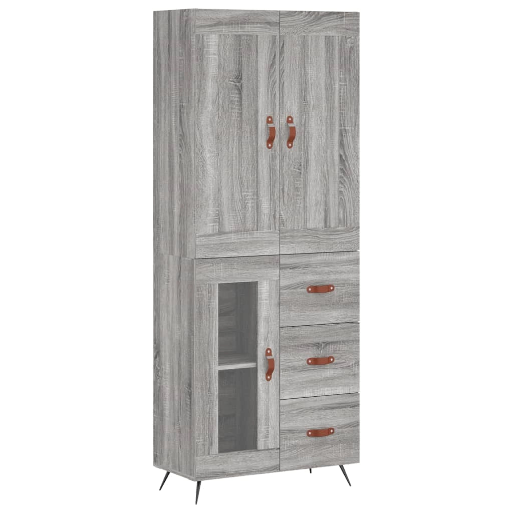 Buffet credenza cassettiera armadio mobile contenitore organizer cucina soggiorno salotto rovere Sonoma alto 69,5 x 34 x 180 cm legno ingegnerizzato grigio 02_0035524