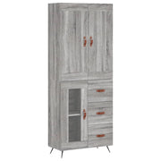 Buffet credenza cassettiera armadio mobile contenitore organizer cucina soggiorno salotto rovere Sonoma alto 69,5 x 34 x 180 cm legno ingegnerizzato grigio 02_0035524