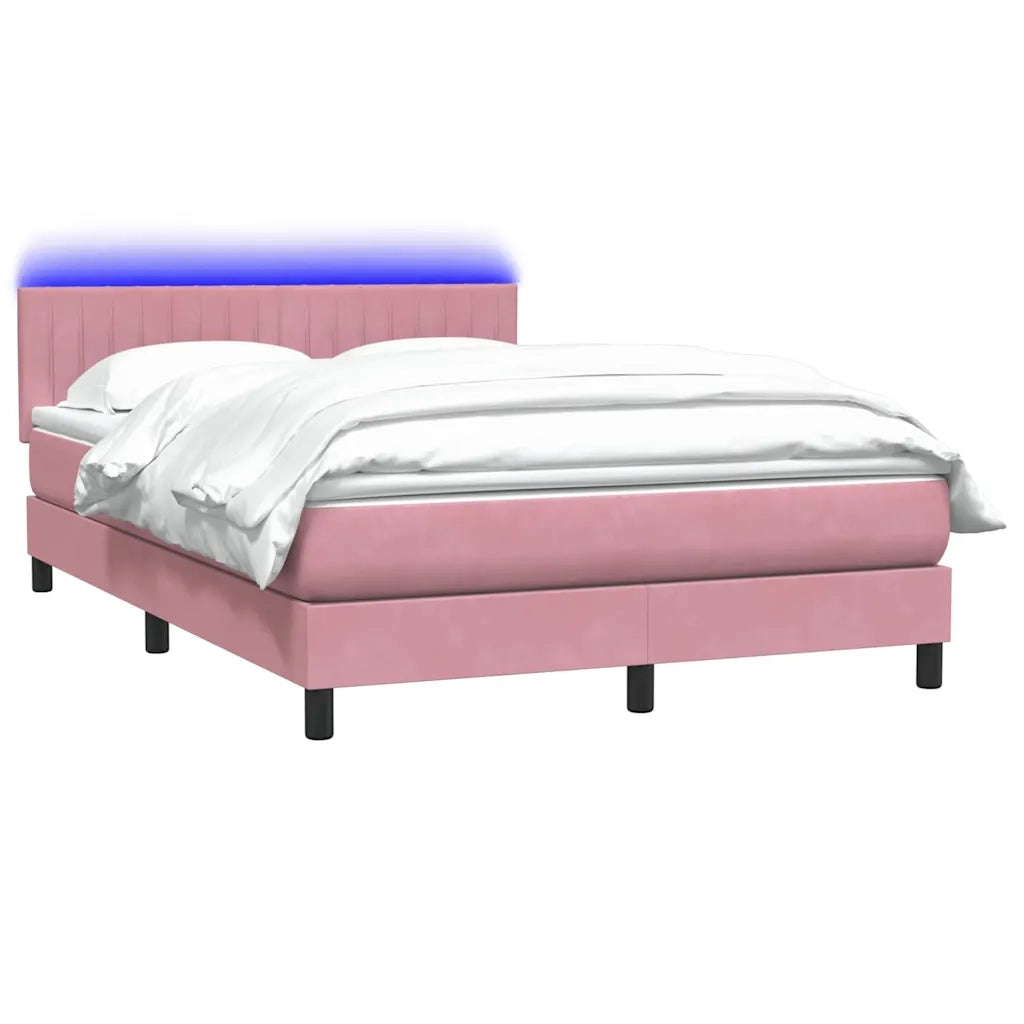 Letto a Molle con Materasso e LED Rosa 140x210 cm in Velluto 3317078