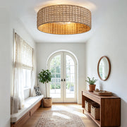Ventilatore da soffitto con luce in rattan 53 cm; 6 velocità; rame