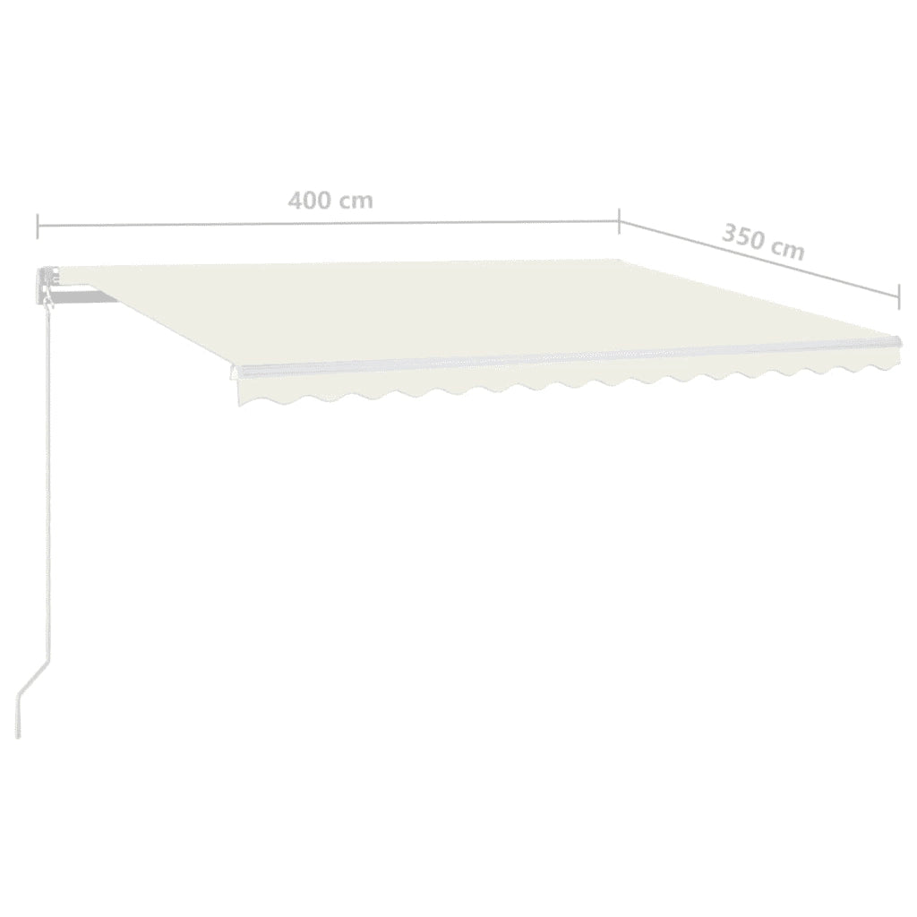 Tenda da Sole Retrattile Manuale con LED 400x350 cm Crema 3068982