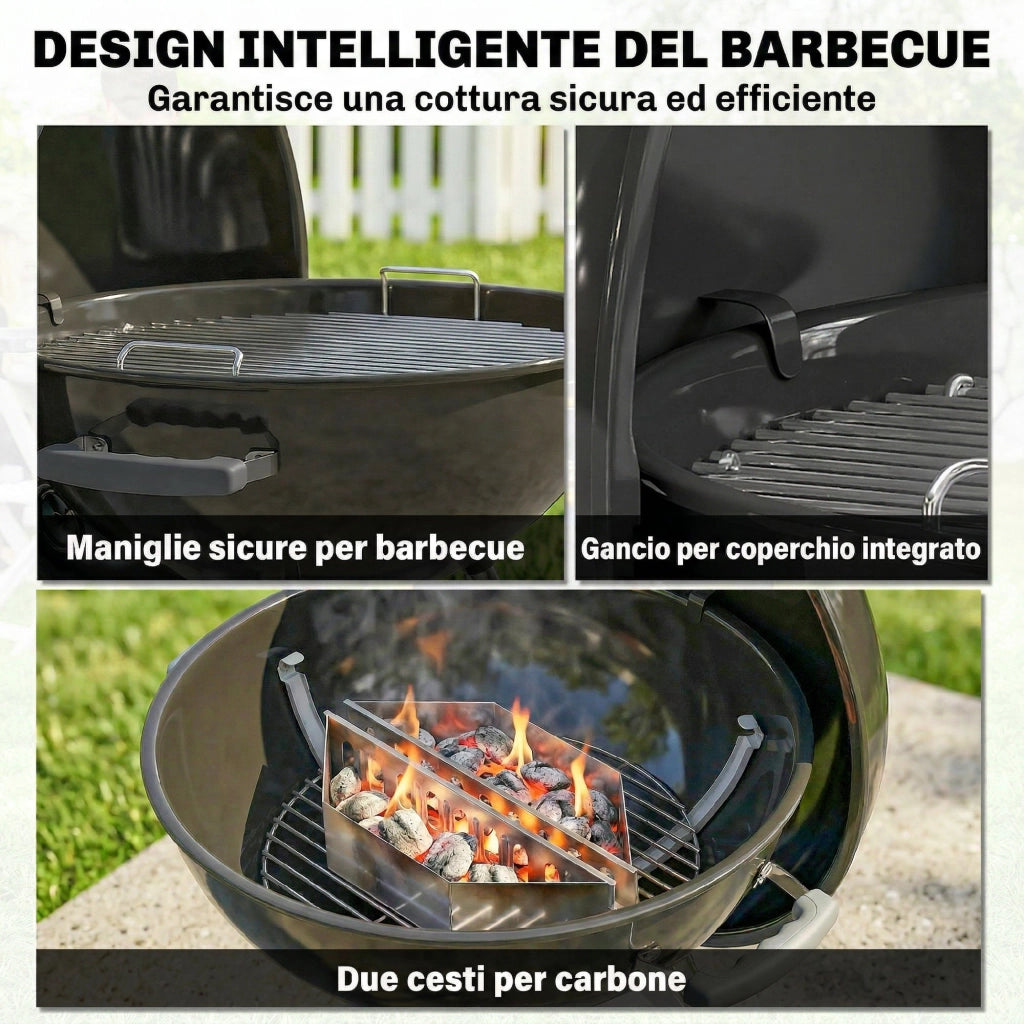 Barbecue a Carbone con Griglia Rotonda ¨C Zephmum ¨C Nero