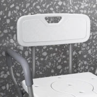 Sedia da Doccia 3 in 1 con Schienale e Braccioli, Altezza Regolabile e Piedini Antiscivolo, Bianco