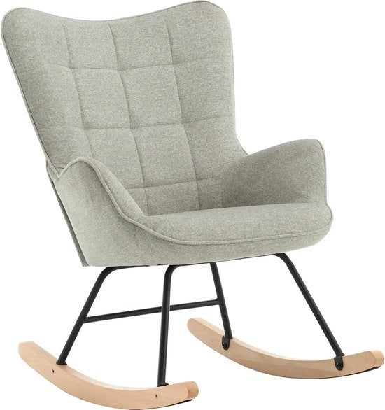 Sedia Oscillante per Adulti - Bancopiede in Flanella - Per Interno - Grigio chiaro, 55x80x95 cm