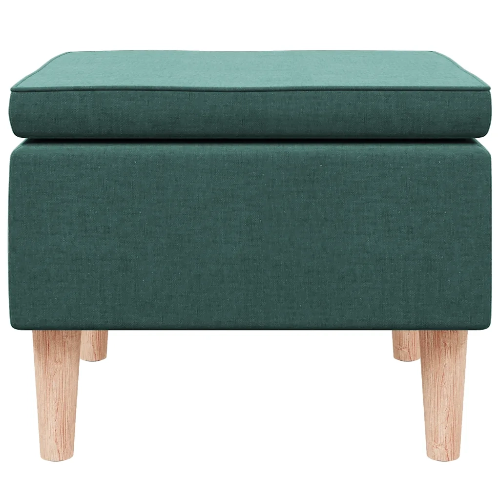 Poggiapiedi con Gambe in Legno Verde Scuro in Tessuto 329452