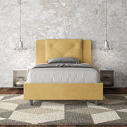 Letto imbottito Piazza e mezzo 110x190 cm Appia - Con rete,Microfibra,Ocra