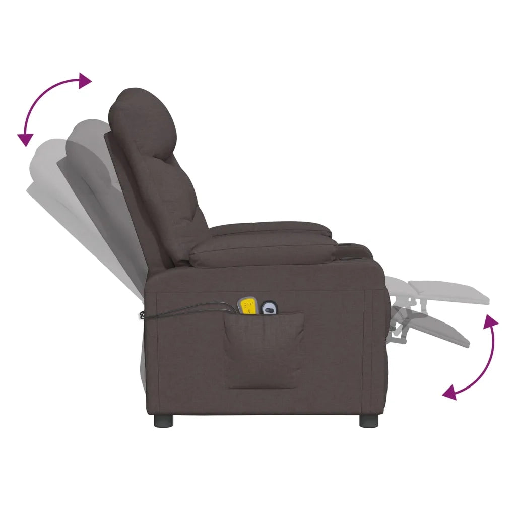 Poltrona Massaggiante Elettrica Marrone scuro in Tessuto 3098832