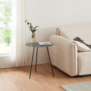 Tavolino a Treppiede Sula con Piano Rotondo 53 x 50 cm Metallo Nero [en.casa]