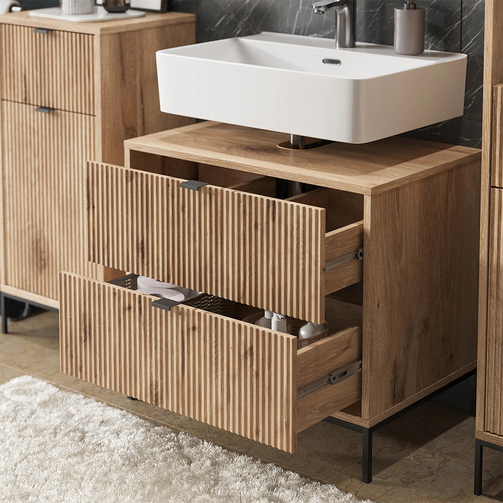 Vicco Set di mobili da bagno Quercia vichinga 5 parti