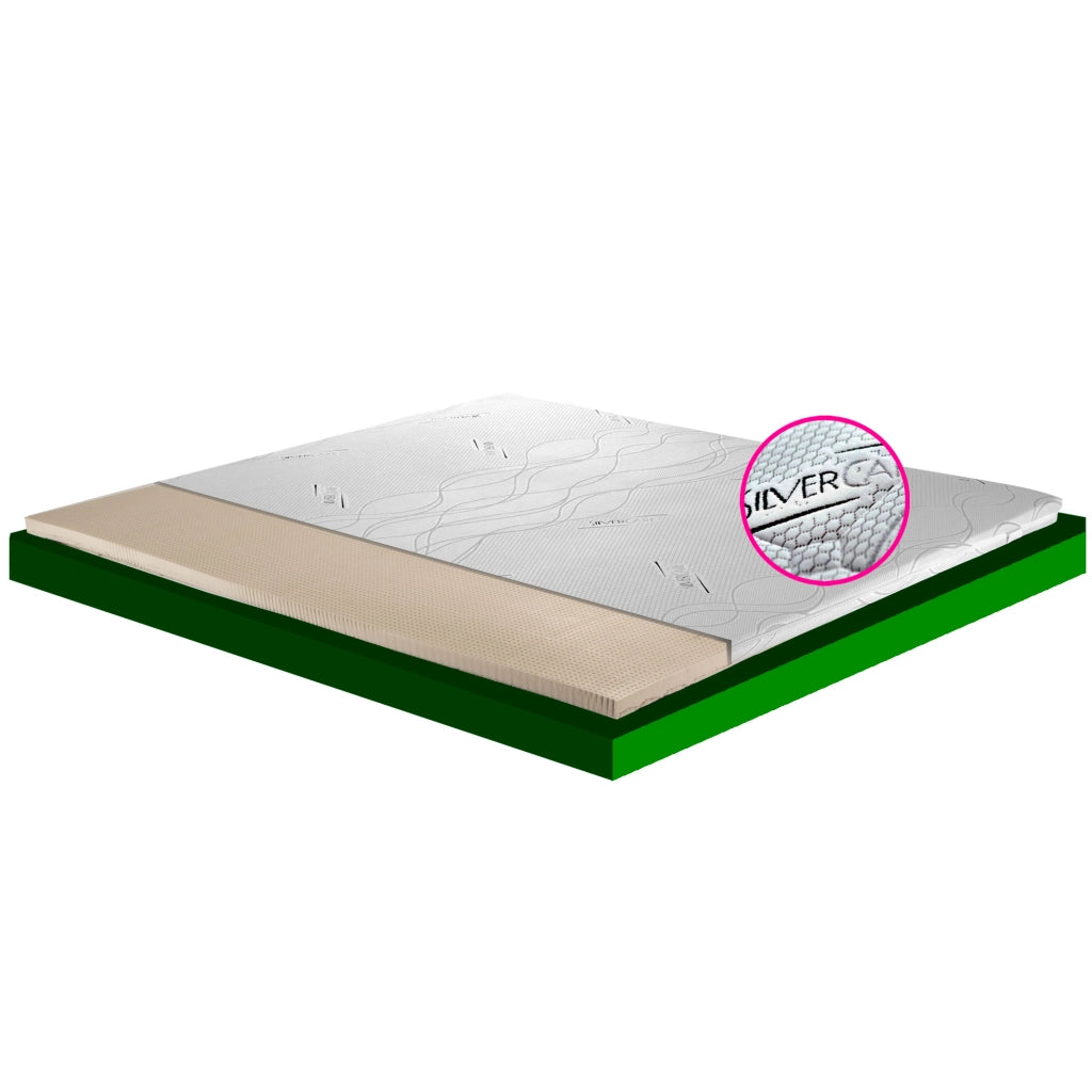 Topper lattice, sopramaterasso in 100% LATTICE ANALLERGICO, Alto 4 cm con tessuto antimicrobico sfoderabile 4 lati con filo in ARGENTO - STAR LATEX matrimoniale 170x200