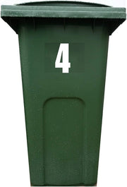Set di Etichette per Bacchetta della Spazzatura da 4 - Adesivo Self-Sostenuto - Vinile - 19,5 cm Alto - Numero 1-99 - Riconosci il Contenitore della Spazzatura - Etichette per Bacinella della Spazzatura