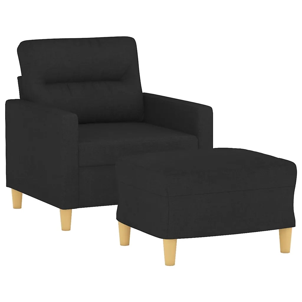 Poltrona | Sedia Relax con Poggiapiedi Nero 60 cm in Tessuto