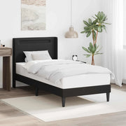 Struttura del letto con strisce LED-Giroletto con luci Nero 90 x 200 cm Similpelle 177427