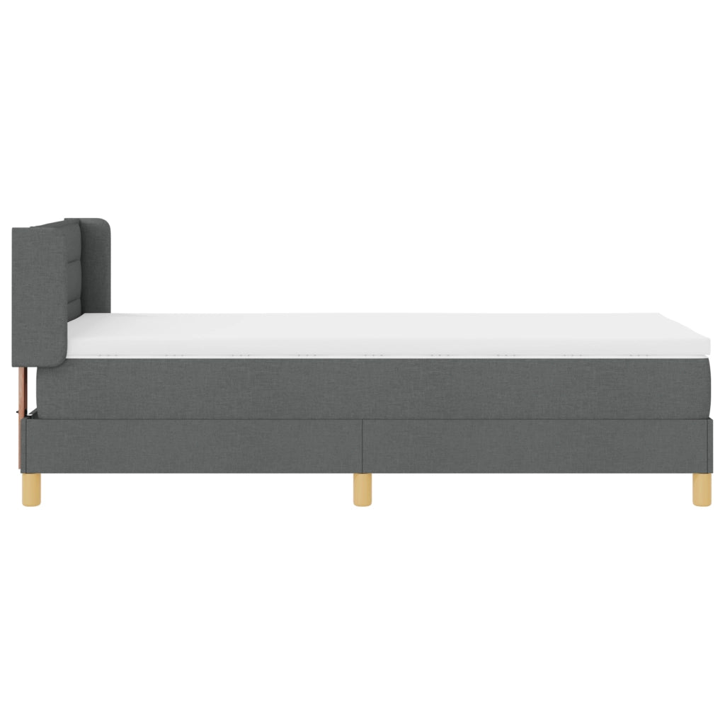 Letto Box Spring con Materasso Grigio Scuro 90x200 cm Tessuto
