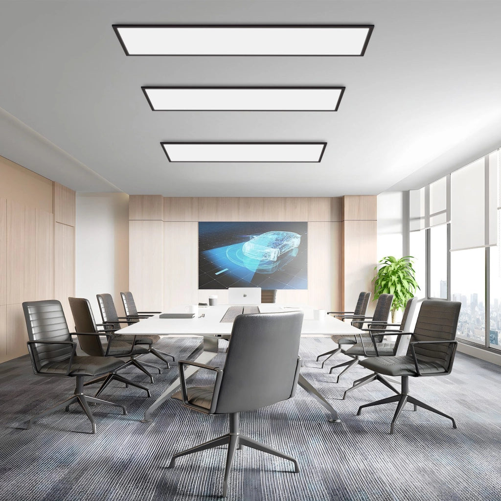 ZMH Plafoniera LED 120x30 cm Dimmabile RGB Cambio Colore da Soffitto Piatto con Telecomando 39W Nero per Ufficio