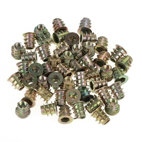 Viti a Inserimento per Legno M4 x 6 mm - 50 pz - Viti a Sesto con Rondelle - Accessori per Viti - Per Mobili in Legno - Accessori per Viti a Inserimento