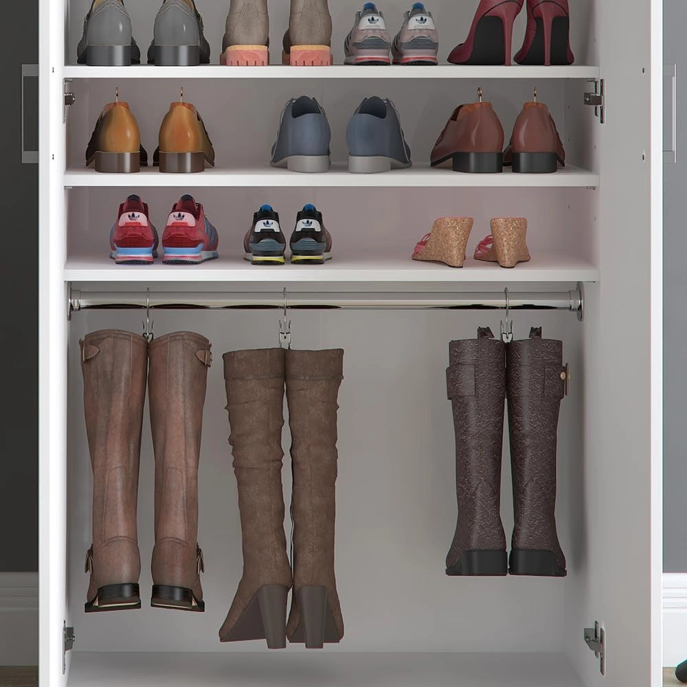 Mobile porta scarpe Torge, Bianco, 80 x 178 cm, per la conservazione e l’organizzazione delle scarpe nell’ingresso