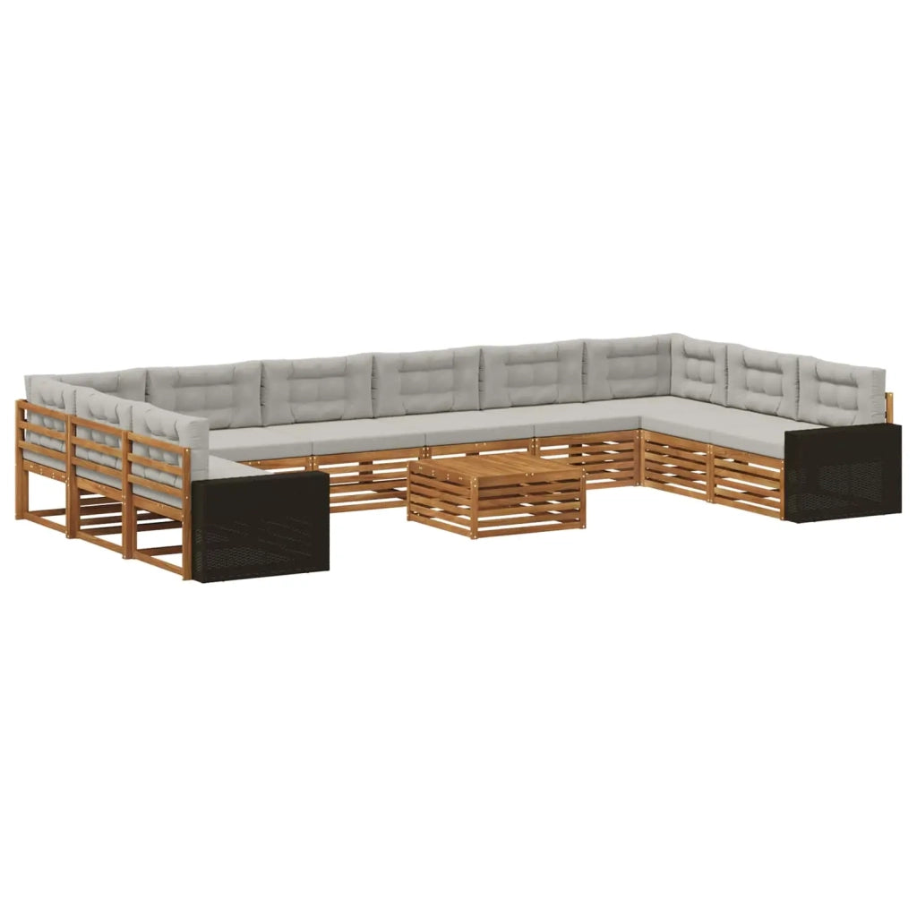 Set divani con cuscino 11 pcs Legno di Acacia Massello