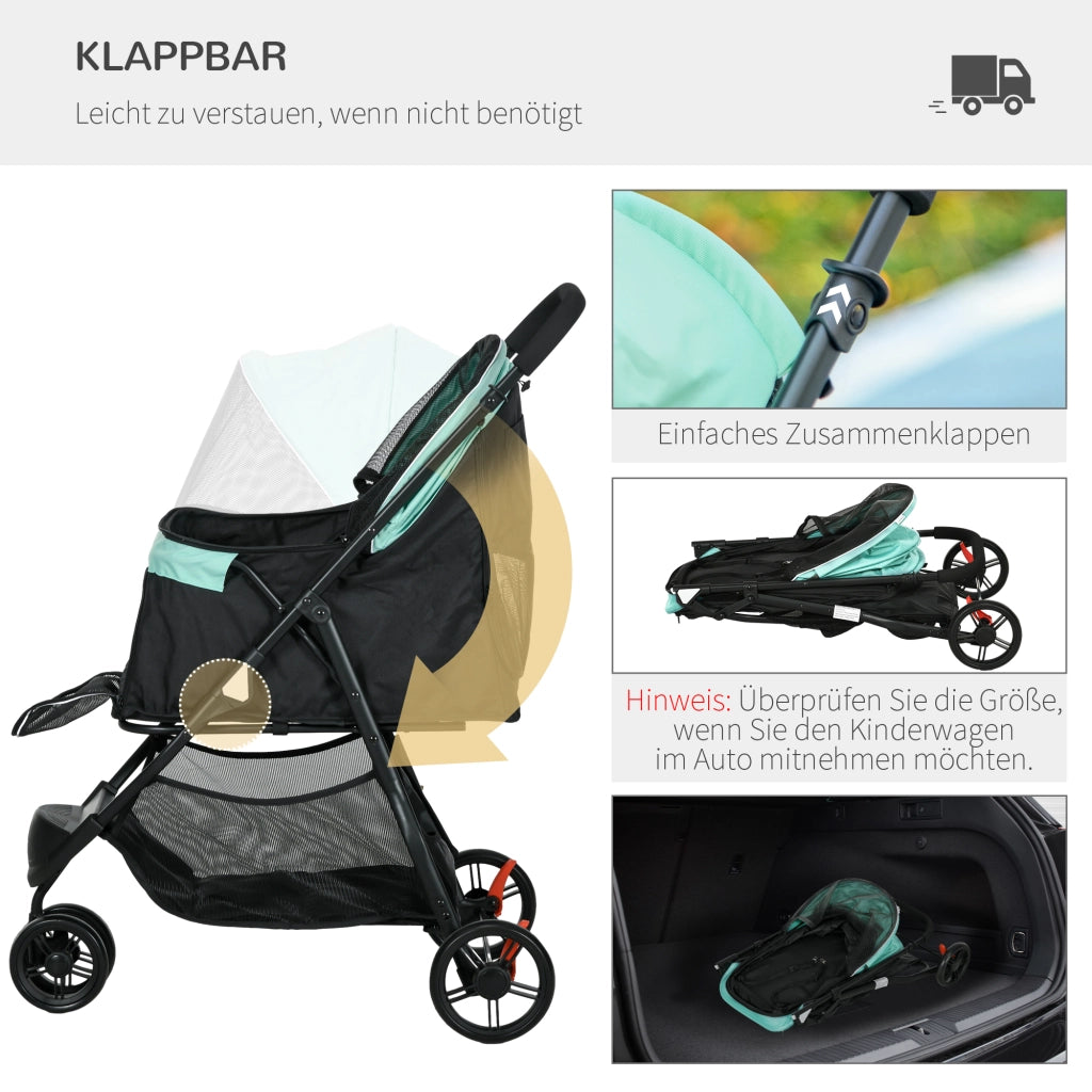 Carrello per animali domestici pieghevole ¨C Minimal ¨C Blu e verde
