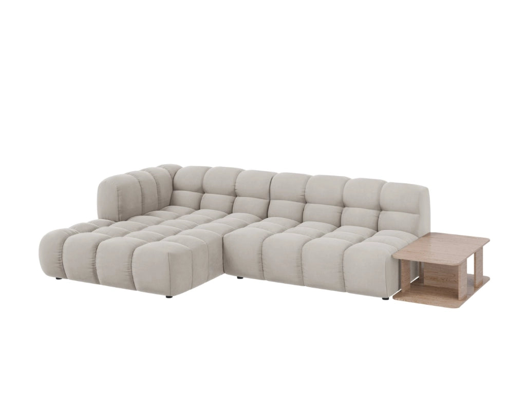 Cosmopolitan Design - Divano angolare modulare sinistro "Sky" 4 posti in velluto beige chiaro 