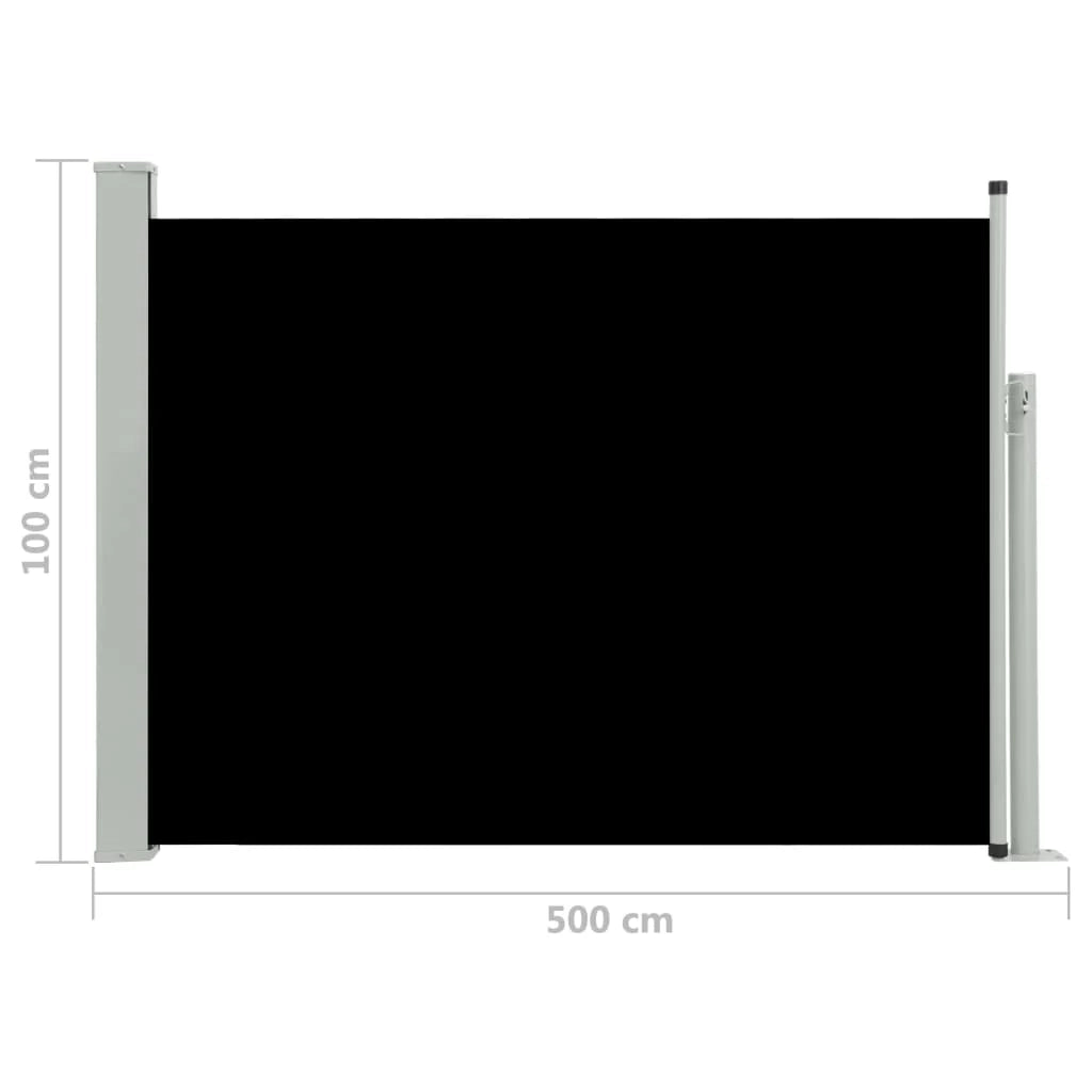 Tenda da sole laterale retrattile/schermo privacy per patio giardino terrazza balcone 100 x 500 cm nero 02_0007193