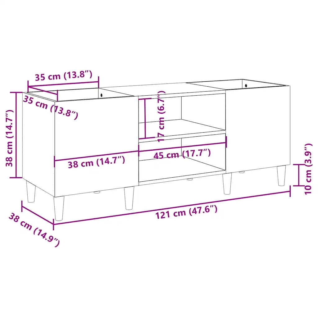 Mobiletto Porta Dischi Bianco 121x38x48 cm Legno Massello CFW8696564