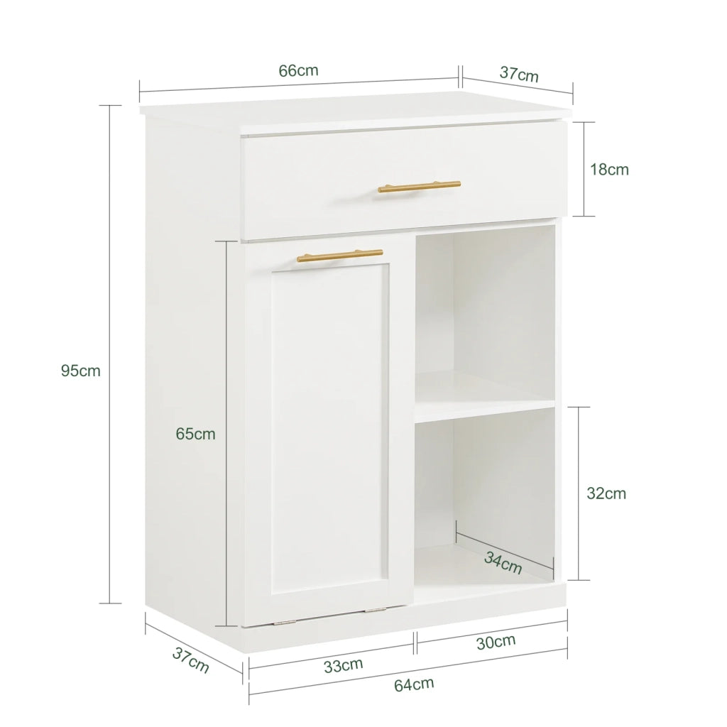 Armadio portabiancheria con sacca Portabiancheria pieghevole Mobile da bagno con 1 cassetto Bianco 66x37x95cm BZR66-W SoBuy