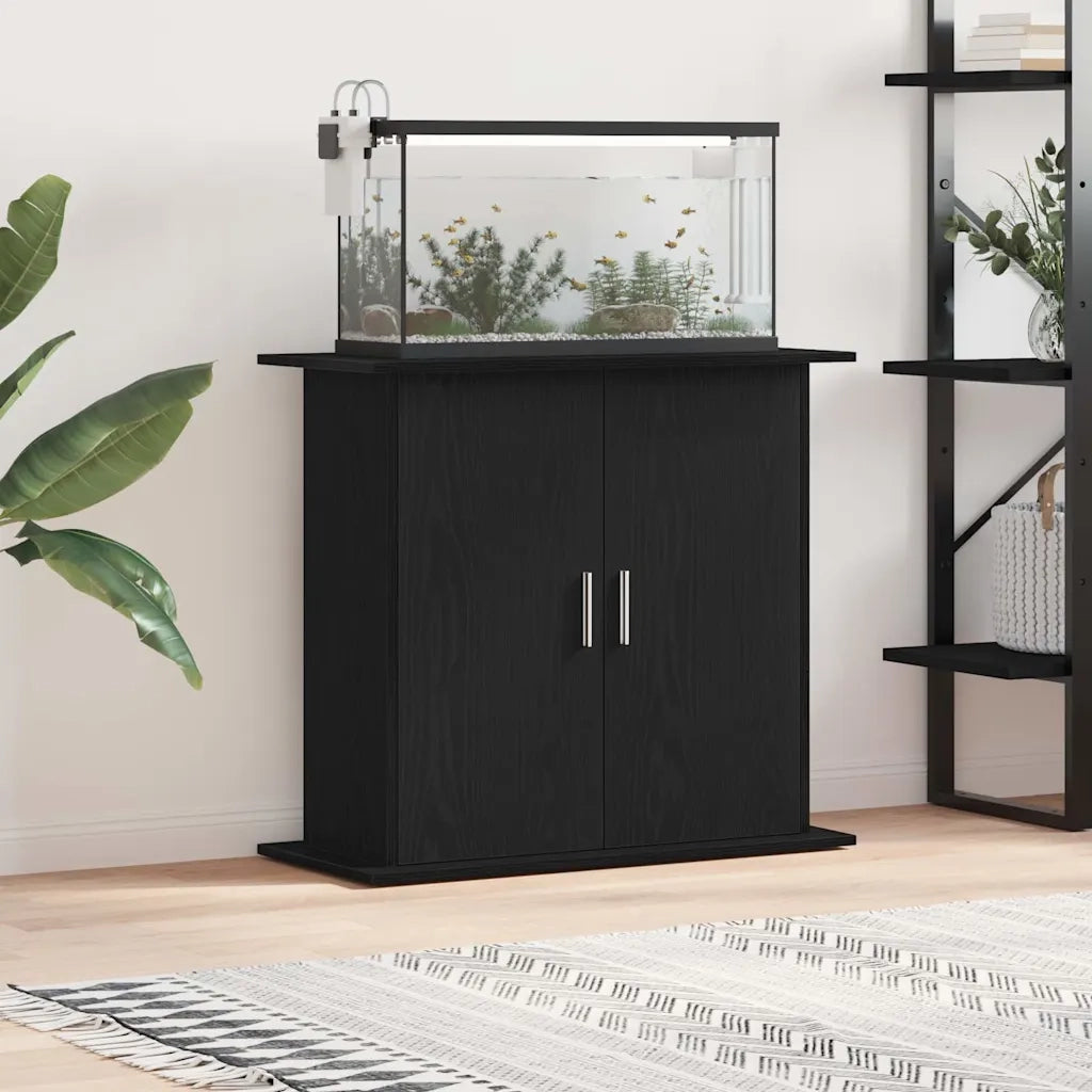 Supporto per Acquario 81x36x73 cm Legno Multistrato Rovere Nero