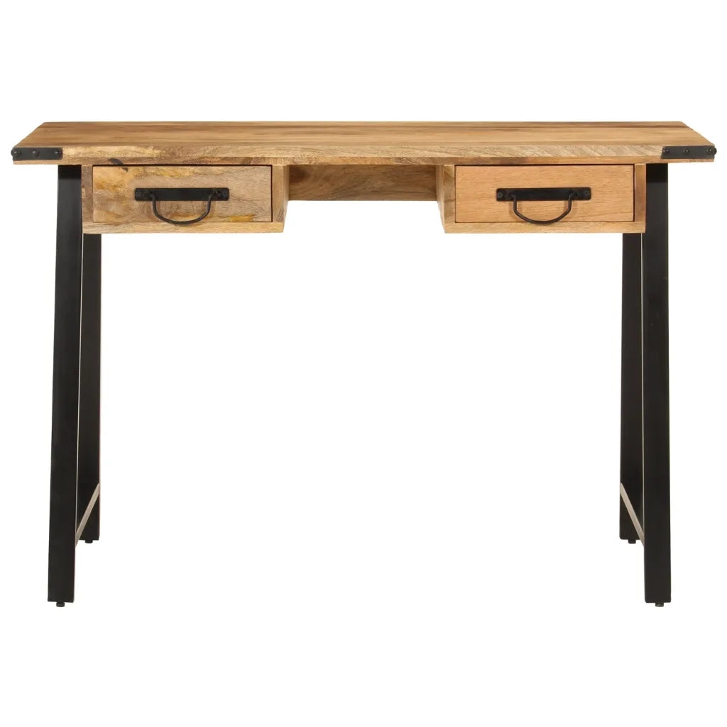 Scrivania | Tavolo da Ufficio con Cassetti 105x55x70 cm Legno Massello Mango Ferro