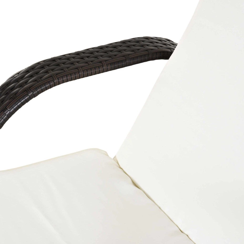 Lettino da giardino con schienale regolabile ¨C zephmum ¨C polyrattan marrone e crema 200x73x103 cm