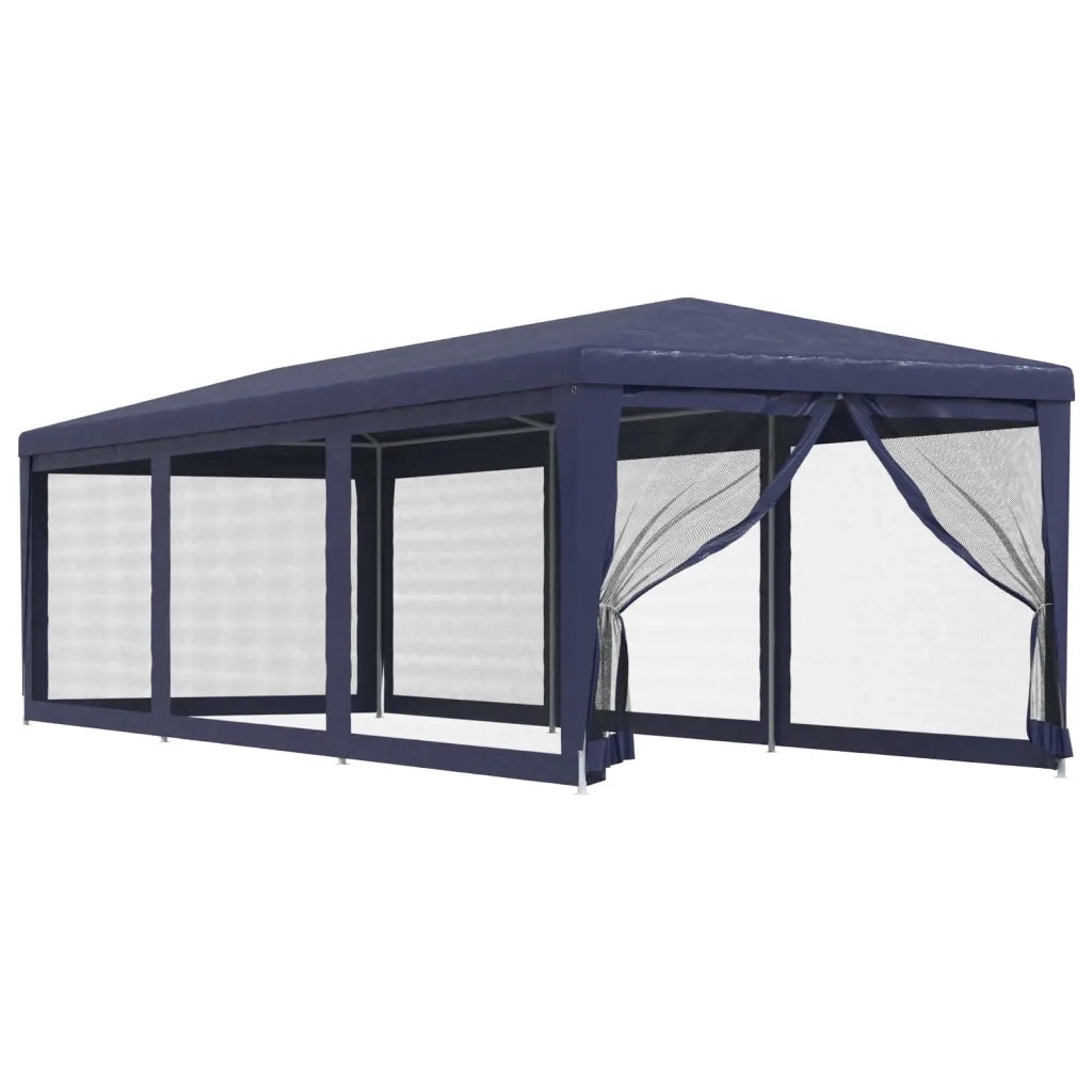 Tenda per Feste con 8 Pareti Laterali in Rete-Tenda Gazebo Blu 3x9 m HDPE