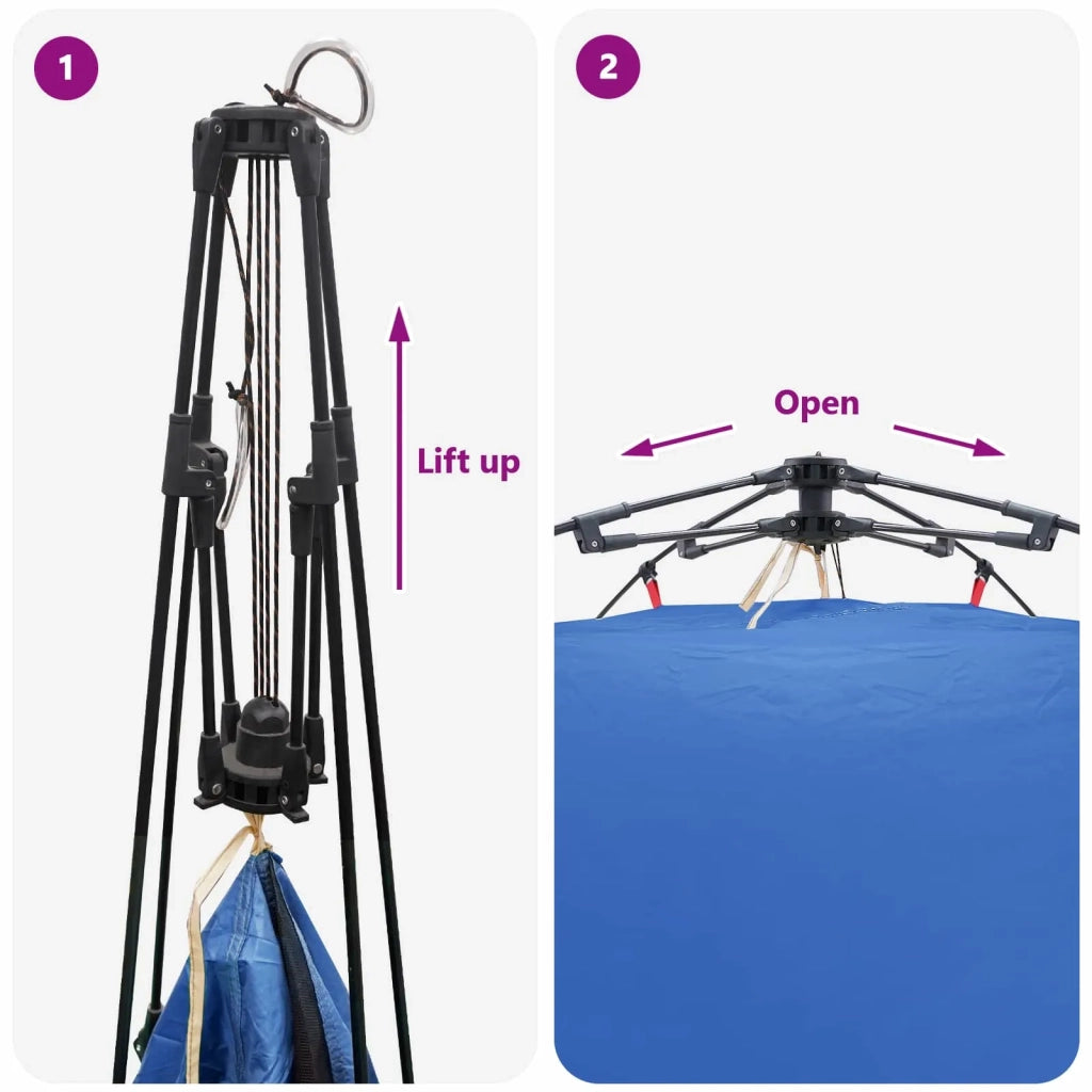 Tenda istantanea per 4 persone con rilascio rapido Blu Azzurro 42008402